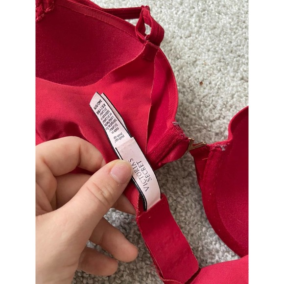🌹34C Victoria Secret VS Push-Up Padded Adjustable Straps Bra Red Gold Hardware🌹 - Picture 4 of 5